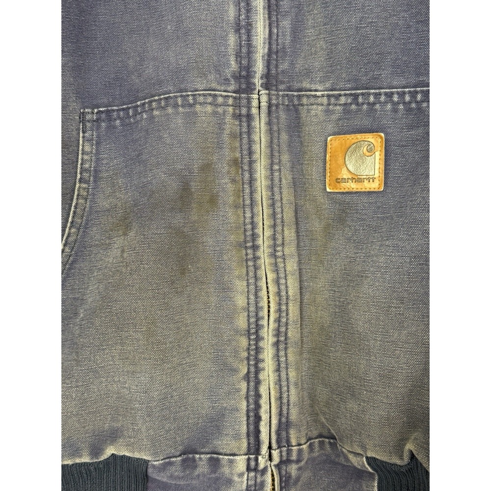 Vintage Carhartt 376-20 Navy Blue Destrsssed Rental Workwear Jacket Size Large - Picture 4 of 13